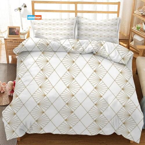 Geometry Pattern 3PCS Duvet Cover Satin Bedding Set Twin Size 180X220CM Bedspread Nordic Bed Cover