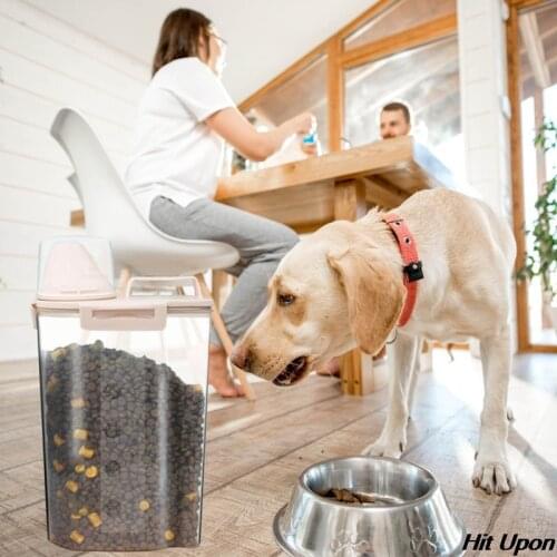 Dog Food Box Cat Feeder Bucket Pet Feed Container Food Storage Barrel Measuring Cup Dogs Bowl Large Capacity Boxes Containers