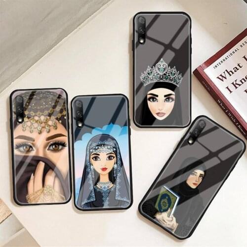 Crown Hijab Face Muslim Islamic Gril Phone Case For Huawei P9 10 20pro 30lite Mate 9 10lite 20pro Honor 7A 8X 9 Tempered Glass