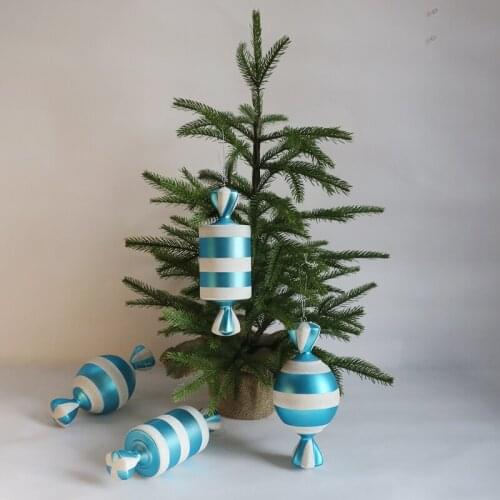 Red and white Christmas gift pendant Christmas candy pendant 10CM red and white ball decoration 20CM painted candy pendant