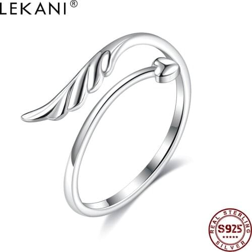 LEKANI Open Adjustable Romantic 925 Sterling Silver Simple Minimalist Finger Rings For Women Anniversary Fine Female Jewelry