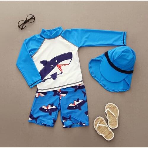 Summer Swimsuit 2020 Boys Rash Guards Long Sleeve Two-piece Swimwear Set Cute Kids Bathing Suits Baby Boy Swimming Wear