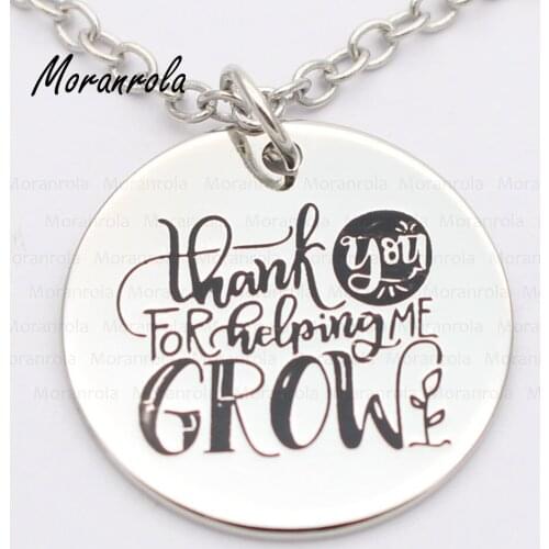 New arried "Thank you for helping me grow "Copper necklace Keychain,charm Hand-Stamped Jewelry school teacher nana gift nanny