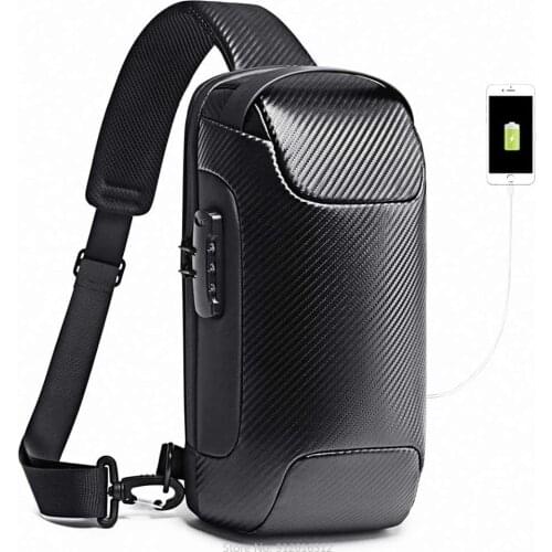Xiaomi Hot Anti Theft Mens Chest Bag Shoulder Casual Crossbody Backpack USB Charging carbon fiber Cycling Bag