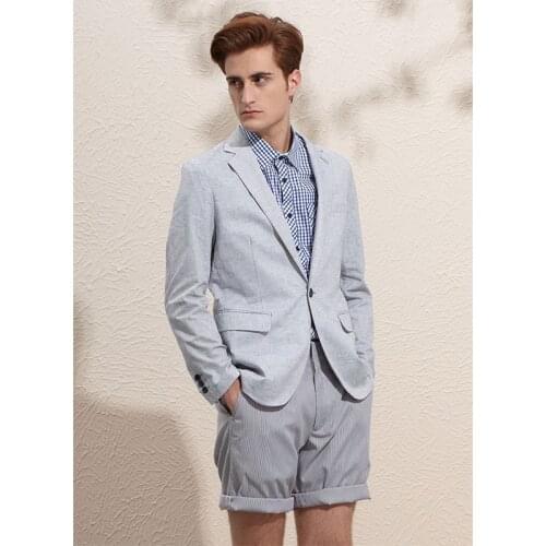 Double Breasted Two Pieces Slim Men Suit White Pants Groom Wedding Tuxedo Prom Wedding Business Men Suit (Jacket+Trousers)