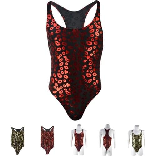 Brand Sexy mens shaper underwear flash print flora man bodysuit thongs panties ZJH0874L