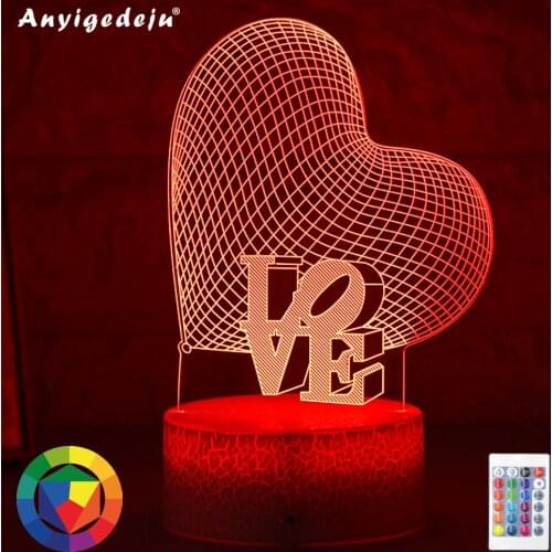 2020 Newest Kid Light Night 3D LED Night Light Creative Table Bedside Lamp Romantic Love light Kids Gril Home Decoration Gifts