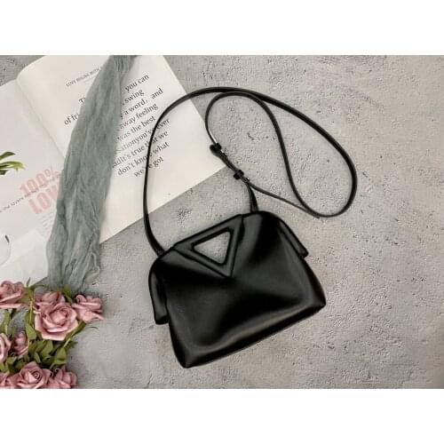 2021 Newest Triangle Genuine Leather Cloud Bag Portable One Shoulder Slanting Leather Hand Bag Candy Colors High Quality