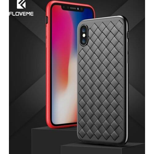 NEW HOT! FLOVEME For iPhone 8 7 Plus Case Luxury Classic Woven Grid For iPhone 7 Plus X Ultra Thin Phone Case Accessories Cover