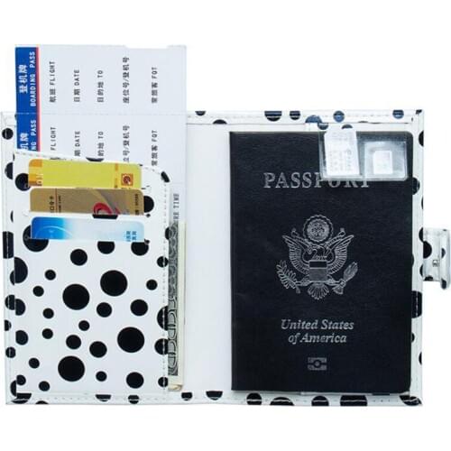 PU Leather Passport Cover Spot Dot Pattern Buckled Card Holder Colourful Travel Passport Cover Unisex Credit Card Holder Case