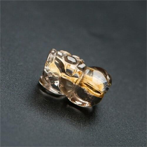 Genuine Natural Gold Titanium Rutilated Quartz Crystal Carved PiXiu Women Man Fashion Jewelry Pendant 20*13*11mm