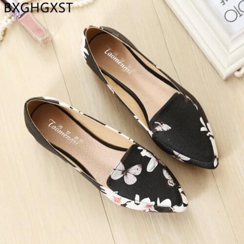 Casual Boat Shoes Flats Shoes Women Loafers Slip on Shoes for Women 2021 Black Pointed Toe Women Chaussure Femme Zapatos Mujer