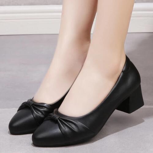 Plus Size Women Pumps Pointed Toe Office Ladies Shoes Butterfly Boat Shoes Black Comfortable Slip on zapatos mujer Autumn 8774N