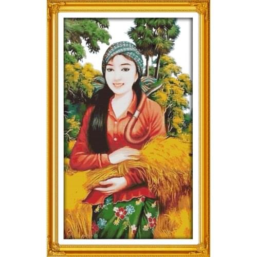 Harvest season(2)( small format ) cross stitch kit people 18ct 14ct 11ct count print canvas stitches embroidery DIY handmade