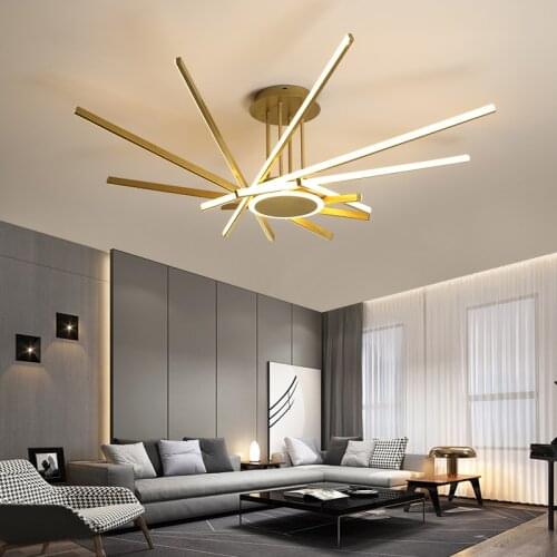 Modern Led Chandelier Decoration for Living Room Bedroom Simplicity Golden Multi-Heads Branch Ceiling Lamp Indoor Fixtures