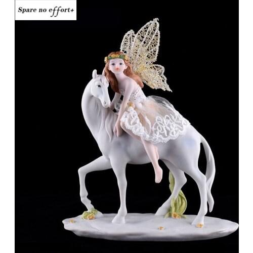 Resin Fairy Angel Figurines Lovely Girl Flower Fairy Statue Home Decor Creative Gift Fairy Garden Children