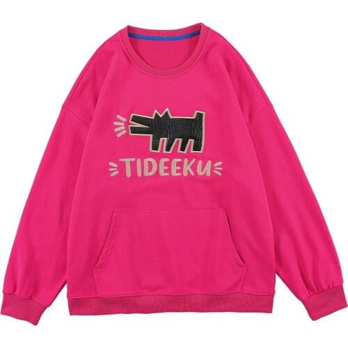 Animal Patch Letter Embroidery Big Pocket Sweatshirt Men 3 Color Optional Cozy Hip Hop Style Pullover Couple Streetwear