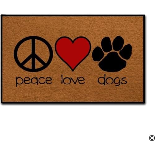 Entrance Doormat - Funny and Creative Doormat - Peace Love Dogs Door Mat for Indoor Outdoor Use