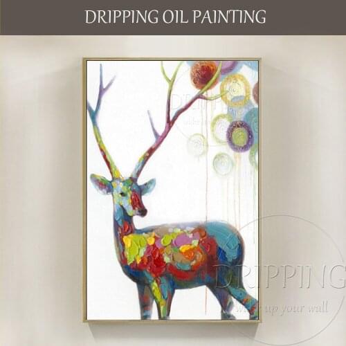 High Quality Wall Decor Rich Colors Textured Acrylic Painting Handmade Abstract Animal Deer Acrylic Painting for Living Room