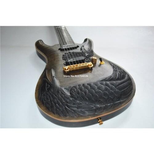 High quality custom edition hand-carved Raven Bird Eagle electric guitar free shipping