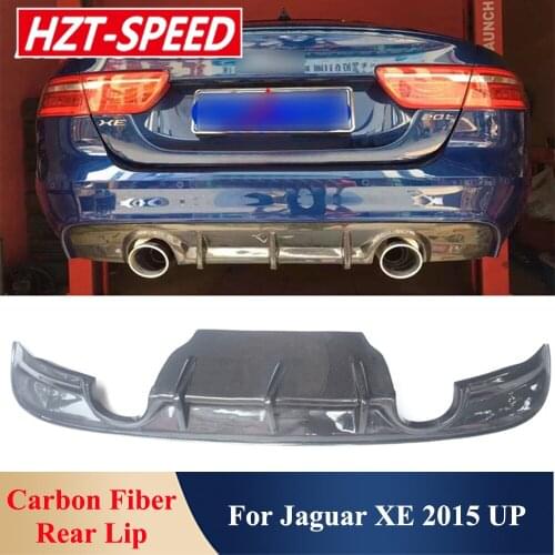XE Real Carbon Fiber Bilateral Single or Four Out Rear Bumper Diffuser Back Lip For Jaguar XE 2015 UP Modification