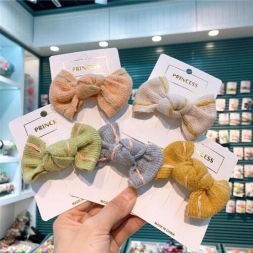 Knitted Butterfly Hair Pins For Girls Candy Color Hair Clip Hair Accessories Set Children Hair Grips Hair Wear Kids Barrettes