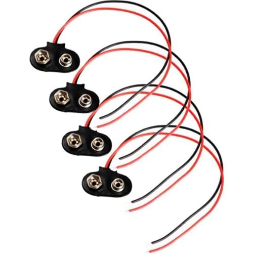 9V Battery Snap Connector with Tinned Ends - Pack of 4
