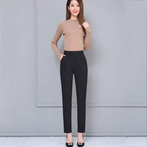 Women\s Elastic Waist Casual Slim Women Pants Work Wear Trousers Harem Pants For Women