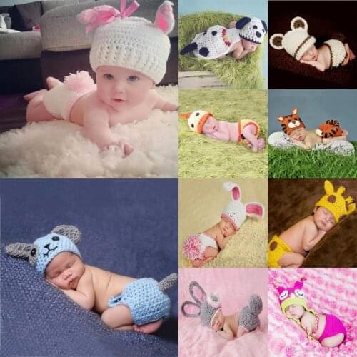 14 Styles Newborn Photography Costume Crochet Cotton Thread Animal Shape Photo Props Baby Clothes Set