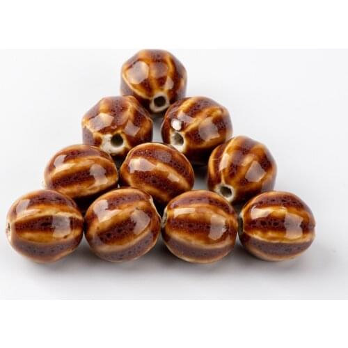 15# 20pcs Watermelon Shape DIY Ceramic beads flower not glass Unique Ceramics Beads Wholesale #A432B