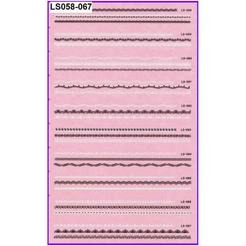 1X LARGE SHEET 3D SELF ADHESIVE FRENCH SMILE BLACK WHITE LACE NAIL ART STICKER LS058-LS067