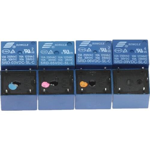 5Pcs Relays SRD-03VDC-SL-C SRD-05VDC-SL-C SRD-06VDC-SL-C SRD-09 VDC-SL-C 3V 5V 6V 9V 10A 250VAC 5PIN
