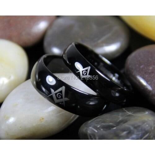 FREE SHIPPING USA WHOLESALE CHEAP PRICE BRAZIL RUSSIA CANADA UK HOT SALES 6MM/8MM Black Dome Masonic Ring TUNGSTEN WEDDING RING