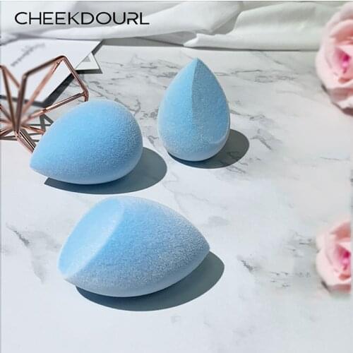 CHEEKDOUR Sky Blue Flocking Irregular Puff Dry and Wet Egg Beauty Liquid Foundation Concealer Beauty Tool