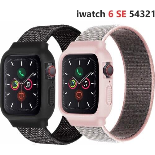 Case+strap for Apple watch band 44mm 40mm iWatch band 42mm 38mm Nylon Sport Loop bracelet apple watch 6 se 5 4 3 2 series 42 mm