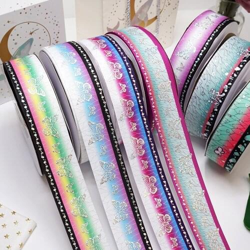 Double side printing Butterfly Laser Silver Printed Kimetsu ribbon silver foil ribbon 43339