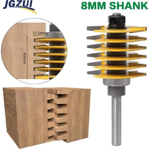 1pc 8mm/12.7mm Shank 2 Teeth Adjustable Finger Joint Router Bit Wood Cutter Tenon Cutter Industrial Grade for Mill Wood Tool
