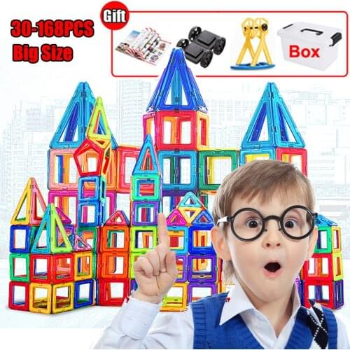 168PCS Big Size Designer Magnetic Blocks Contruction Magnet Toys Assemble Building Bricks Educational Toys For Children