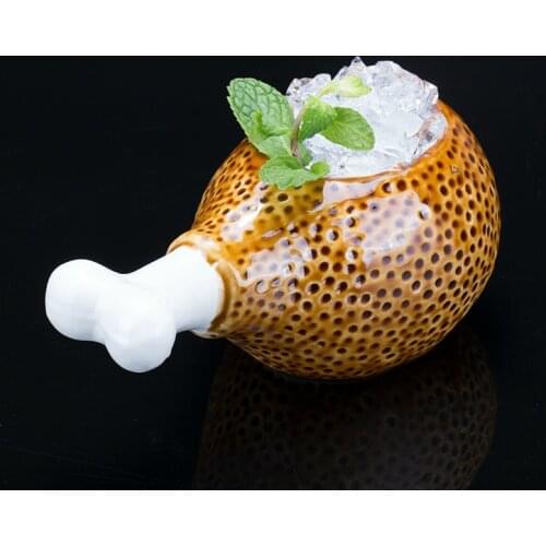 Bar Creative Bar Funny 3D Drumstick TIKI Mug Ceramic Chicken Leg Cocktail Glass Ham Smoothies Container Ice Cream Dessert Vessel