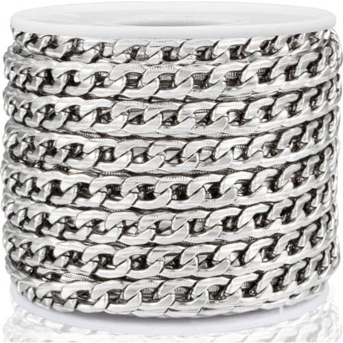 1 Meter Width 5mm Curb Cuban Chains NK 1:1 Stainless Steel Chain for Jewelry Making Material Handmade Necklace Bracelet Supplies
