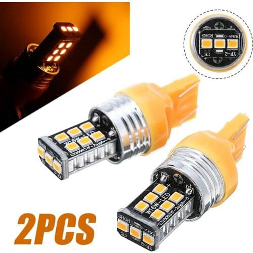 2pcs Car 600Lm 50W 7443 7440 LED Yellow Turn Signal Light Day-time Running Lamp Auto Parking High Power Bulbs Parts
