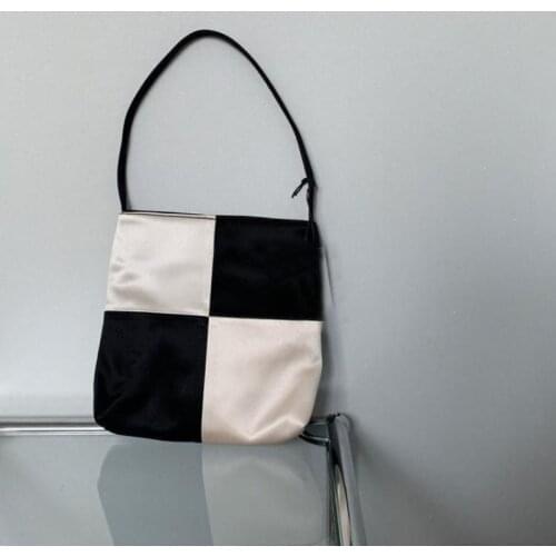 Retro Plaid Women Small Shoulder Bag Luxury Satin Female Mini Tote Top Handle Bags Fashion Pouch Ladies Clutch Purse Handbags