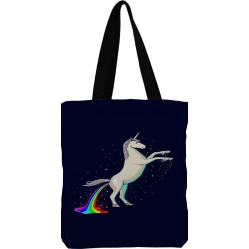 ZHBSLWT 3D Printing Fashion Design Unicorn Printed Shoudler Bag Women Daily Use Lady Shopping Bag Female Tote Handbag