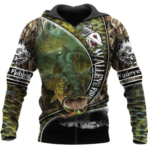 Walleye Fishing 3D Printed Men Hoodie Harajuku Streetwear Pullover Autumn Sweatshirt Unisex Casual Jacket Tracksuit KJ0122