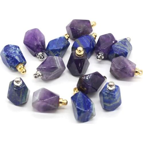 Natural Perfume Bottle Pendant Lapis Agates Stone Pendant Charms for Making DIY Jewelry Necklace Accessories Size 18x34mm