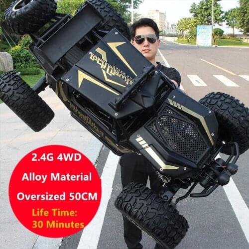 New 1:8 4WD Off-Road Climbing Car Length 50cm RC Distance100m Alloy Plastic Off-Road Trucks Toys For Children Gold Black
