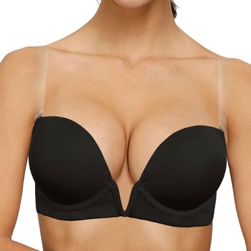 New Ladies Everyday Bras Sexy Lingerie Push Up Bra Women Low Cup Plunge Silicone Ultra Padded Underwire Underwear Plus Size