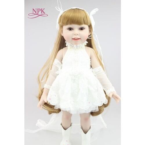NPK New design 18inches fashion play doll with White skirt education toy for girls birthday Gift or christmas gifts