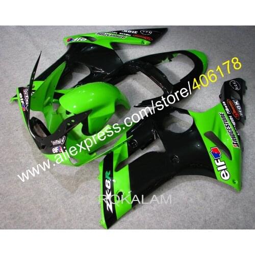 ZX6R 03 04 Fairing Kits For Kawasaki Ninja ZX-6R 2003 2004 Green Black Road Motorcycle Fairings (Injection Molding)