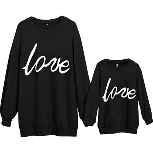Autumn Family Matching Outfit Mother Daughter Round Neck Letter Print Sweater Parent-child Wear Adult Baby Girl Clothes Black